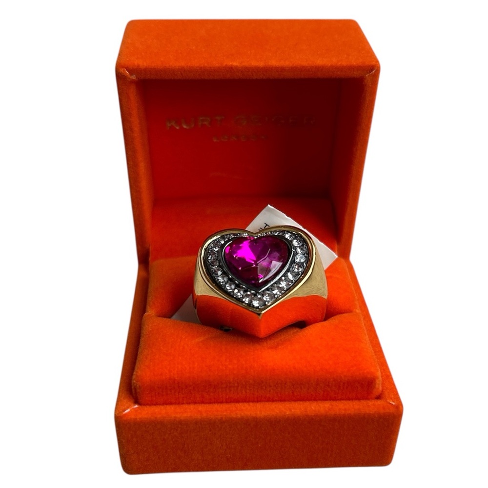 Kurt Geiger London Heart Halo Cocktail Ring NWT Size 7